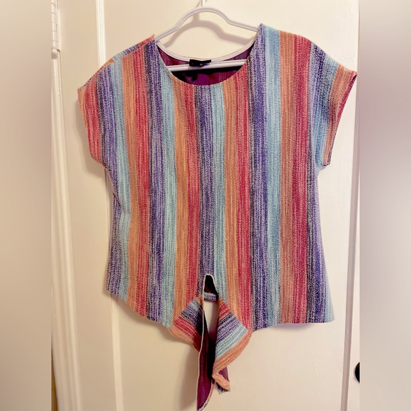 W5 Tops - W5 Anthropologie Rainbow Tie Top Size S 🌈💕